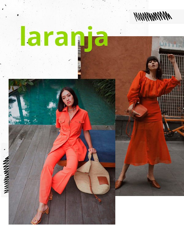Tiffany Hsu, Natalie Lim Suarez - laranja - monocromático - inverno - street-style