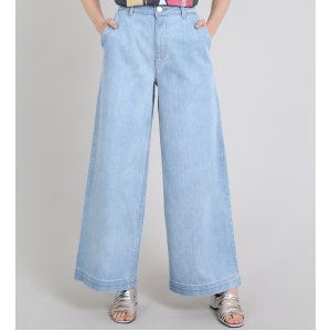 Calça Jeans Feminina Mindset Reta Alfaiatada Azul Claro