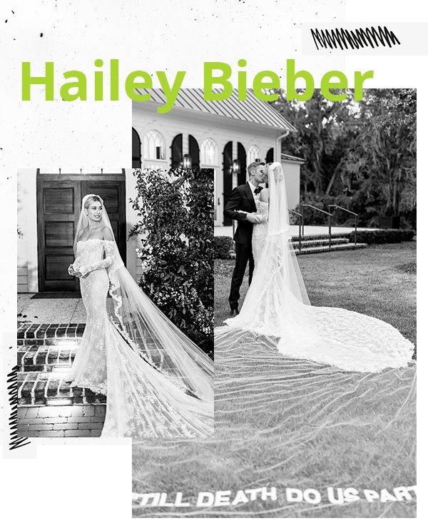 Hailey Bieber - Vestido de noiva  - Noivas não convencionais  - Primavera - Street Style