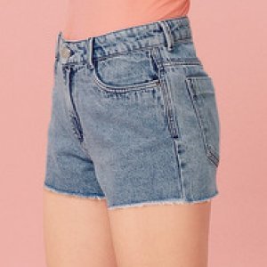 Shorts Jeans Cintura Média Barra Destroyed