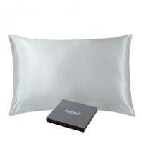 ZIMASILK 22 Momme 100% Mulberry Silk Pillowcase for Hair and Skin,More Breathable&Smooth Silk,Both Sides Natural Silk,1 Pc Gift Box(Queen 20\'\'x30\'\',Light Gray)