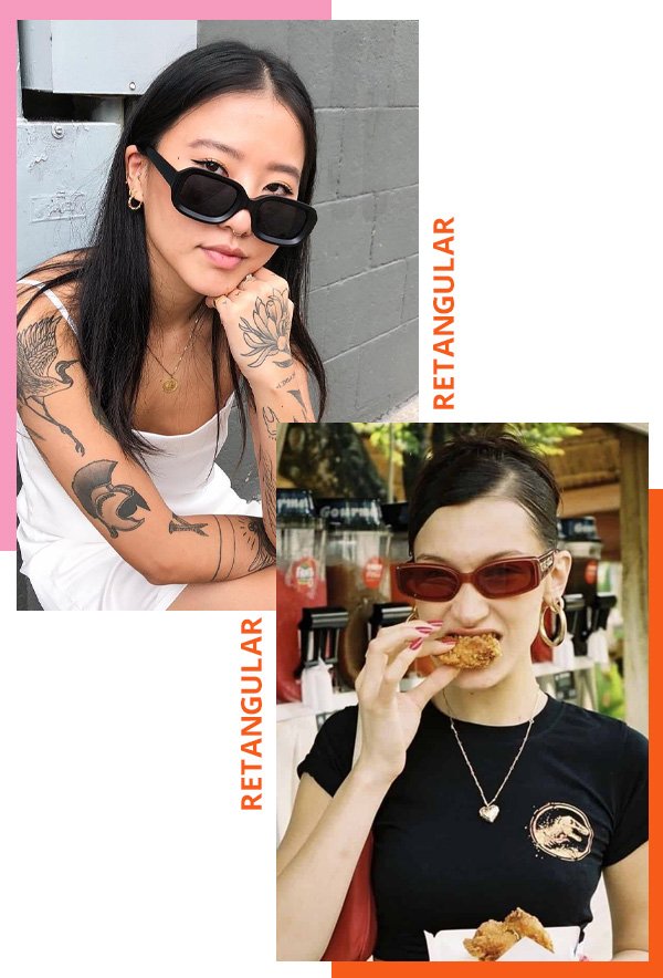 Luciane Sakon, Bella Hadid - modelos de óculos de sol - óculos retangular - inverno - street style - https://stealthelook.com.br
