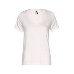 Camiseta Feminina Decote V Off White Tamanho P