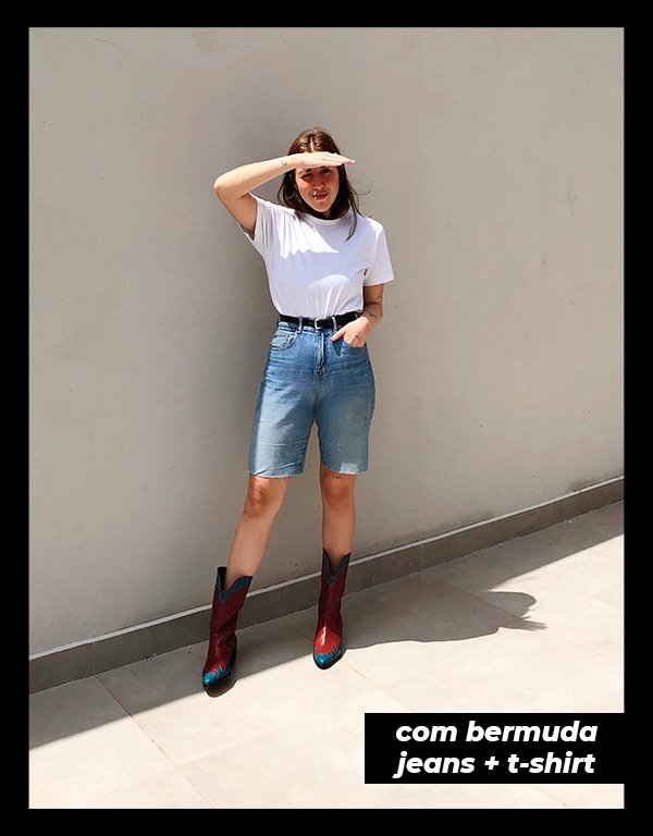 Giulia Coronato - Bermuda jeans - Botas - Inverno - Em casa - https://stealthelook.com.br