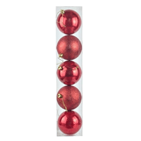 Kit 5 Bola Grande Decorativa Vermelho Enfeite Árvore Natal