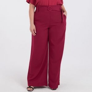 Calça Alfaiataria Pantalona com Cinto Forrado Curve & Plus Size