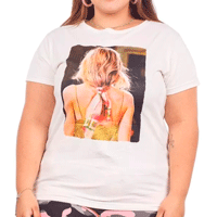 Camiseta Plus Size Estampada Glitter Feminina - Off White
