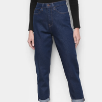 Calças Jeans Calvin Klein Cintura Alta Mom Feminina - Marinho