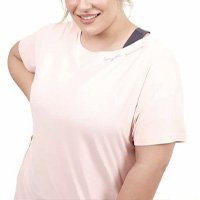 T-shirt Alto Giro Skin Fit Silk Gola Plus Size - Rosa