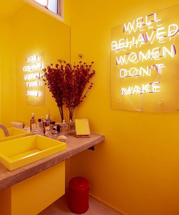 decoração de banheiro - decoração de banheiro - quarto neon - outono - brasil - https://stealthelook.com.br