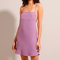 vestido slip dress com amarração curto alça fina lilás
