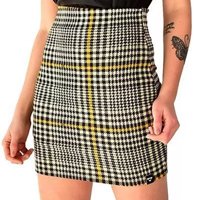 Saia Curta Em Jacquard Brohood Xadrez Feminina - Amarelo