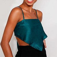 top cropped lenço feminino mindset acetinado alça fina verde escuro