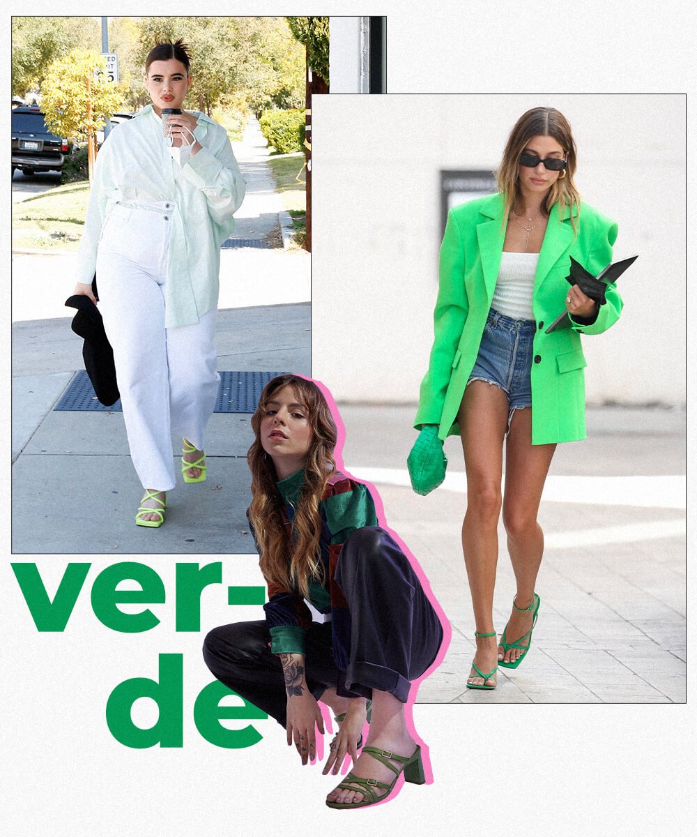 Barbie Ferreira, Hailey Bieber, Cecília Gromann - sapatos coloridos - sandálias - outono - street style - https://stealthelook.com.br