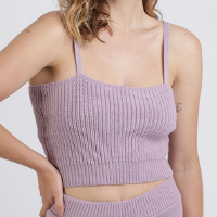 top cropped feminino mindset em tricô canelado alças finas lilás