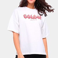 Camiseta Colcci Oversized Hard Edition Feminina - Areia