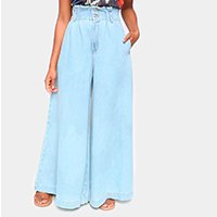 Calça Jeans Farm Clochard Pantalona Feminina - Azul