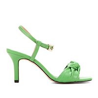 Sandália Couro Shoestock Comfy Salto Médio Feminina - Verde