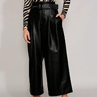 calça feminina mindset pantalona cintura alta com cinto preta