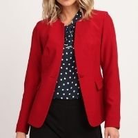 blazer feminino acinturado com bolsos vermelho