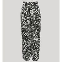 calça wide reta alfaiataria estampada animal print zebra cintura alta mindset branca