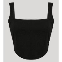 top cropped feminino mindset corset alça larga decote reto preto