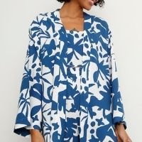 kimono de viscose estampado abstrato azul