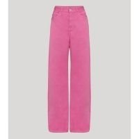 calça wide pantalona de sarja cintura super alta mindset rosa