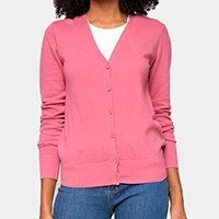 Cardigan Botões Hering Feminino - Rosa Escuro