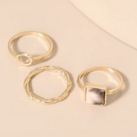 kit de 3 anéis femininos dourado