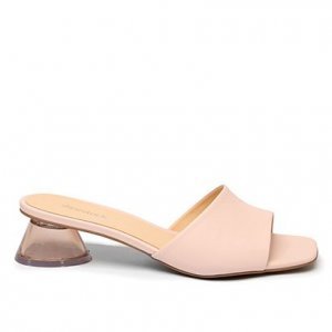 Mule Shoestock Salto Acrilico - Feminino - Nude