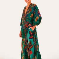 vestido kimono tapeçaria tropical