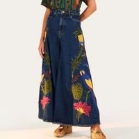 calça bordado tapeçaria tropical refarm jeans