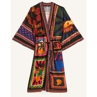 kimono longo estampado tapeçaria patch