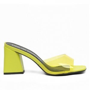 Mule Shoestock Vinil Color Bloco - Feminino - Amarelo