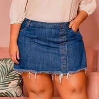 Short Saia Almaria Plus Size Izzat Jeans - Azul