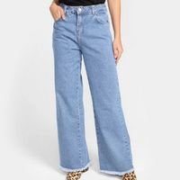 Calça Jeans Sawary Wide Leg Feminina - Azul Claro