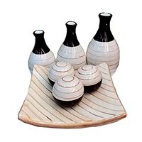 Conjunto Centro Mesa Decorativo Enfeite Sala Ceramica Vaso - ART PRESENTES