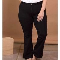 Bold - Calça Jeans Flare Cintura Média Plus Size Preto Preto