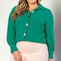 Lisamour - Camisa em Double Crepe Verde
