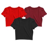 Kit 3 Blusas Cropped Blusinha Feminina Tshirt Camiseta Lisa Básica Hey Mina