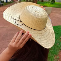 Chapéu De Palha Unissex Sombreiro Pantaneiro Cordão - FMSP