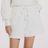 Shorts De Moletom Feminino Com Bolsos - Off White