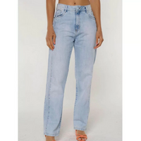 Calça Sob Pantalona Wide Leg Jeans com Recorte Feminina - Azul Claro