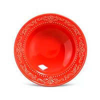 Prato De Cerâmica Fundo Acanthus Vermelho 22 Cm - Porto Brasil Cerâmica