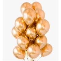 25 Balões Latex Cromado Alumínio Dourado 23cm 9”P - Happy day