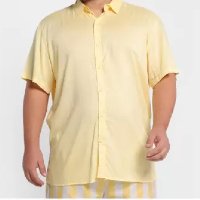 Camisa Vista Magalu Lisa Manga Curta - Amarela