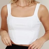 top cropped corset feminino alça média decote reto off white