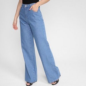 Calaç Jeans Sawary Wide Leg Feminina - Feminino - Azul