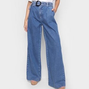 Calça Jeans Wide Leg Colcci Joana Cintura Alta Feminina - Feminino - Azul